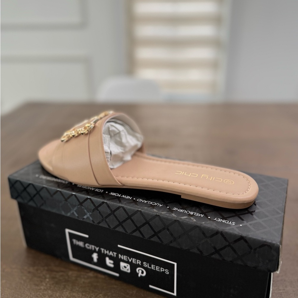 City Chic Women's Tan Slide Sandals
